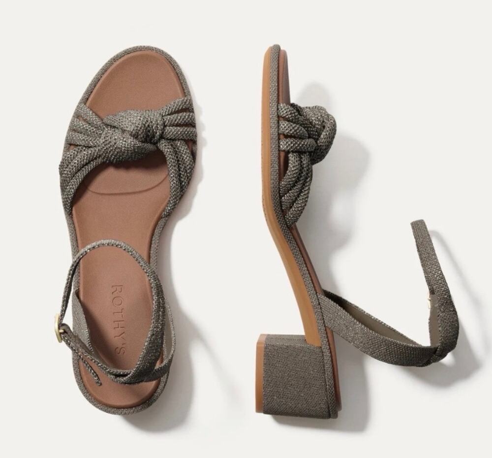 Rothy’s The Knot Sandal Silver Sand Size 6 NEW $189